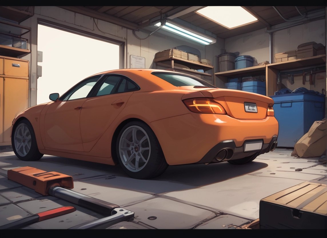 ground vehicle, motor vehicle, car, no humans, vehicle focus, indoors