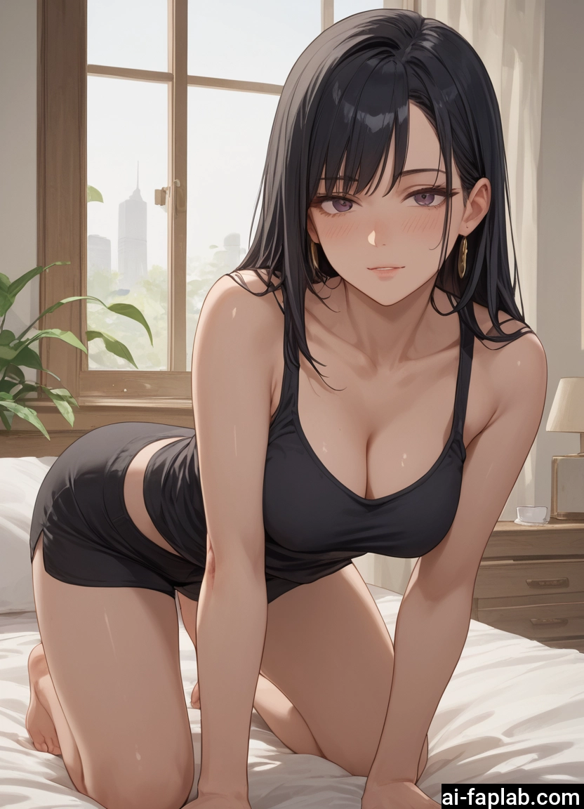 1girl, breasts, cleavage, jewelry, shorts, earrings · Yamete.gg