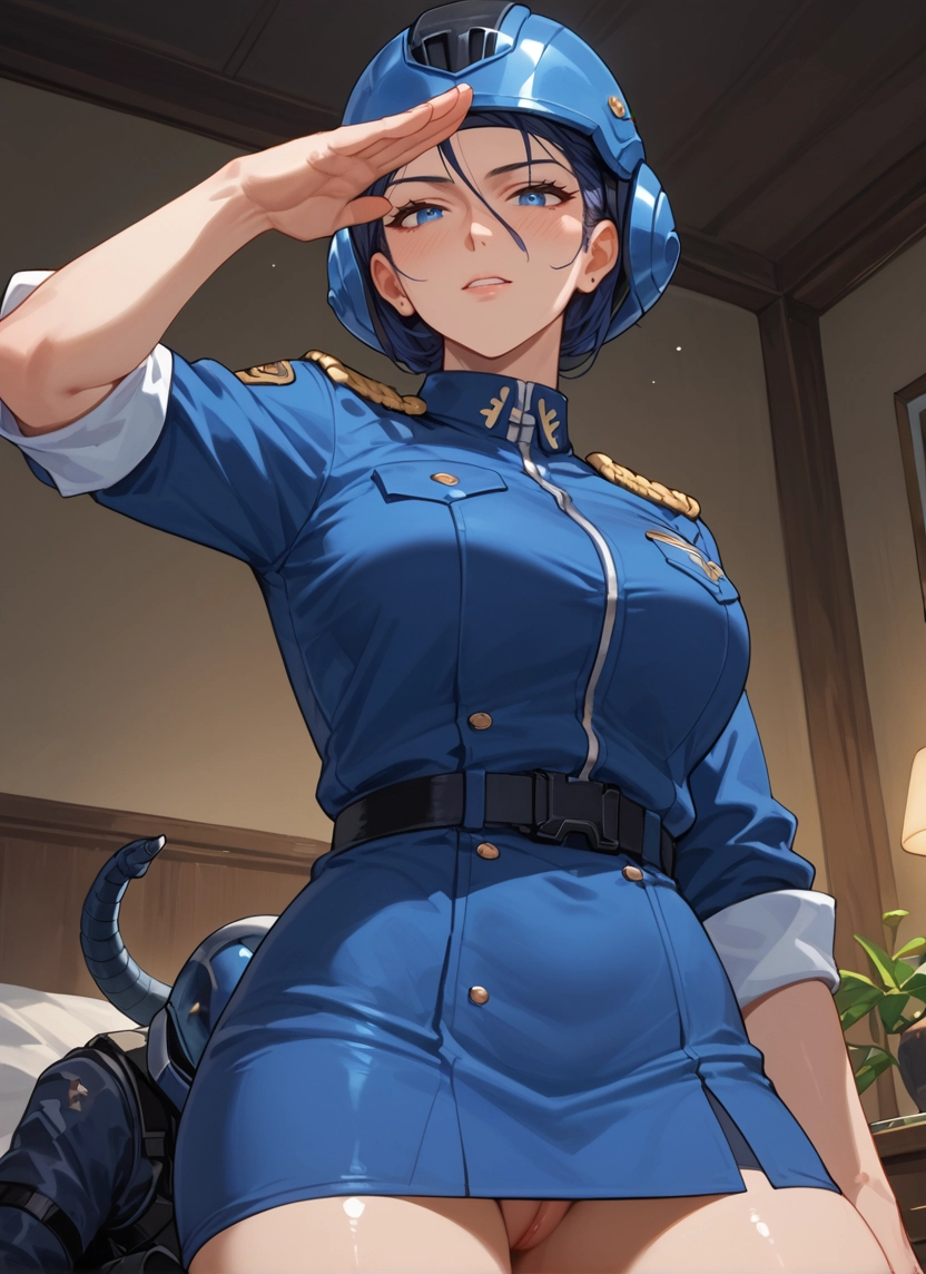 1girl, pussy, blue eyes, breasts, helmet, solo · Yamete.gg