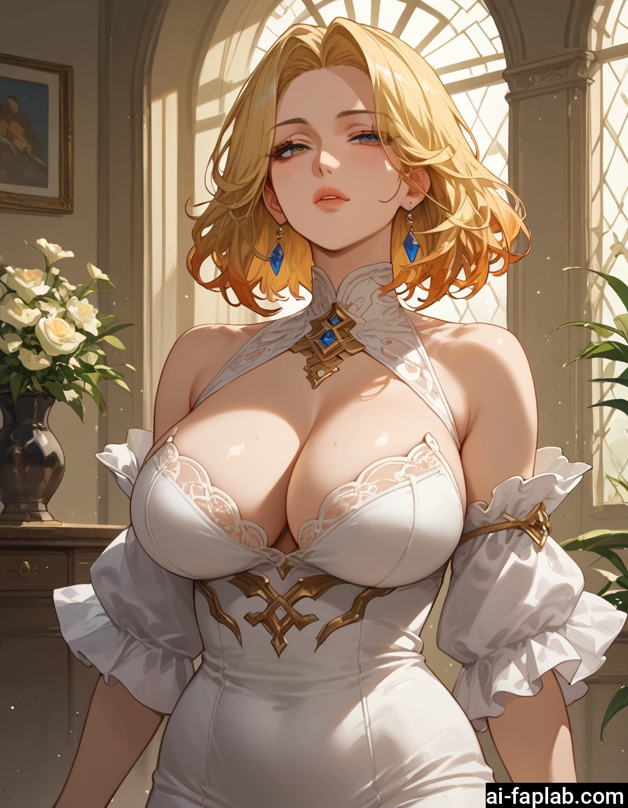 breasts, 1girl, jewelry, blonde hair, earrings, large breasts · Yamete.gg