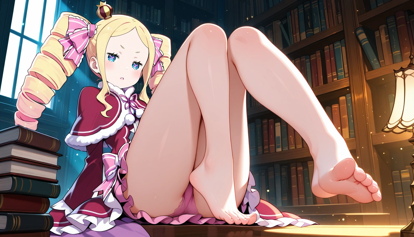 1girl, mini crown, crown, blonde hair, feet, barefoot · Yamete.gg
