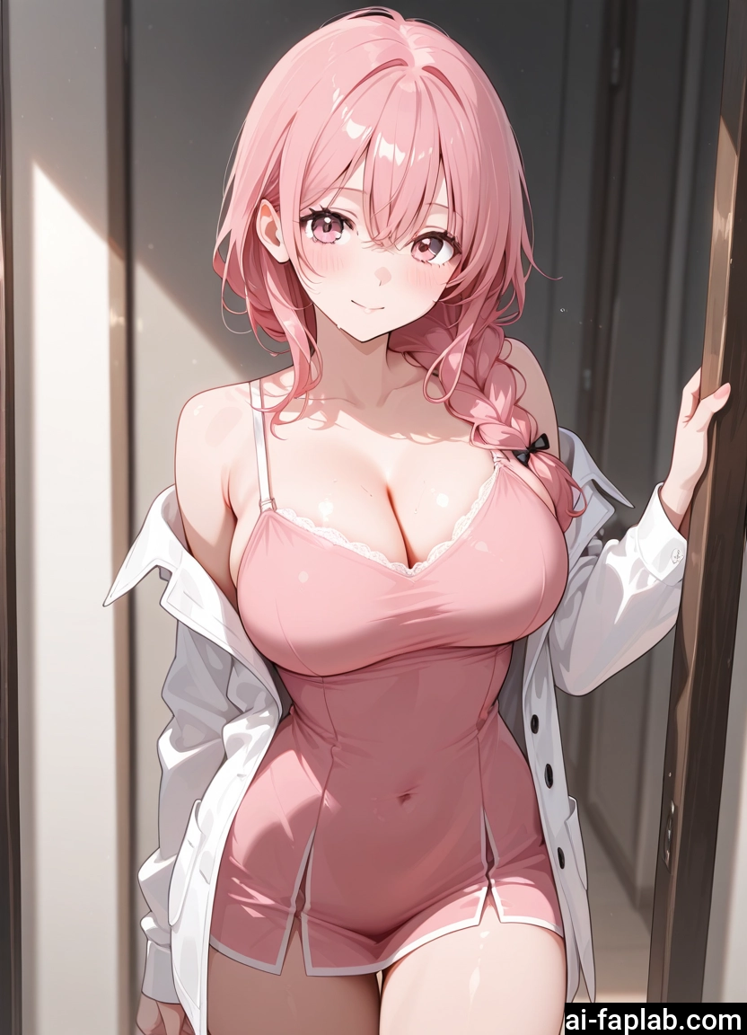 breasts, 1girl, pink hair, solo, large breasts, cleavage · Yamete.gg