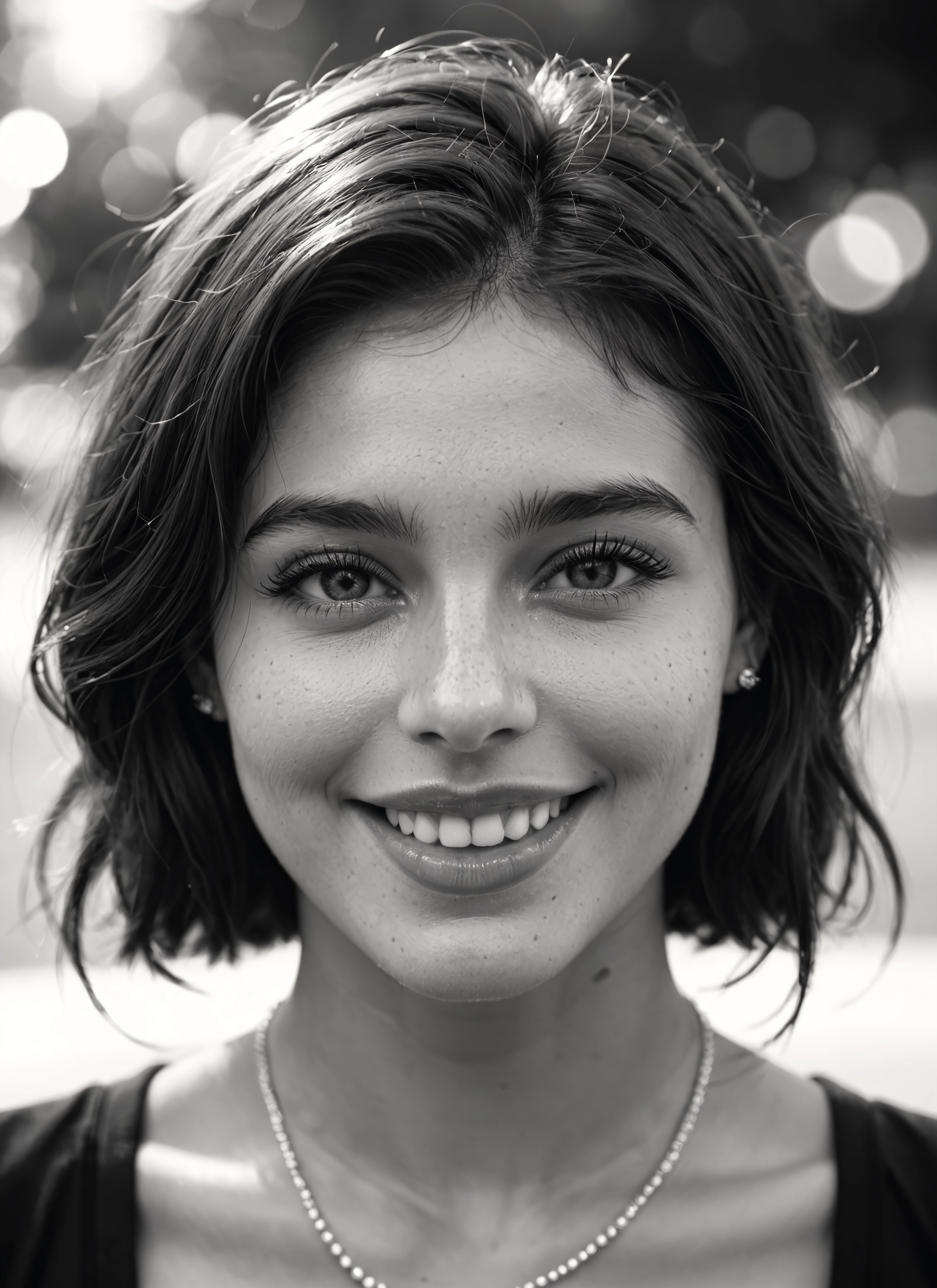 1girl, greyscale, monochrome, solo, jewelry, necklace · Yamete.gg