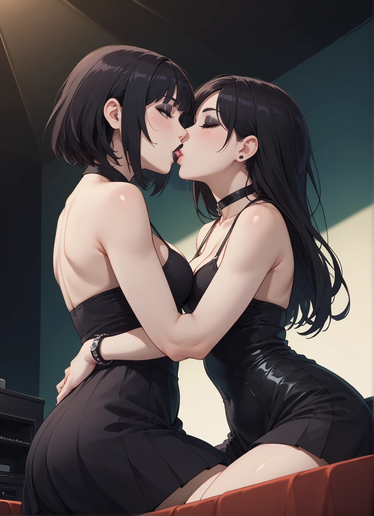 multiple girls, 2girls, yuri, breasts, long hair, dress · Yamete.gg