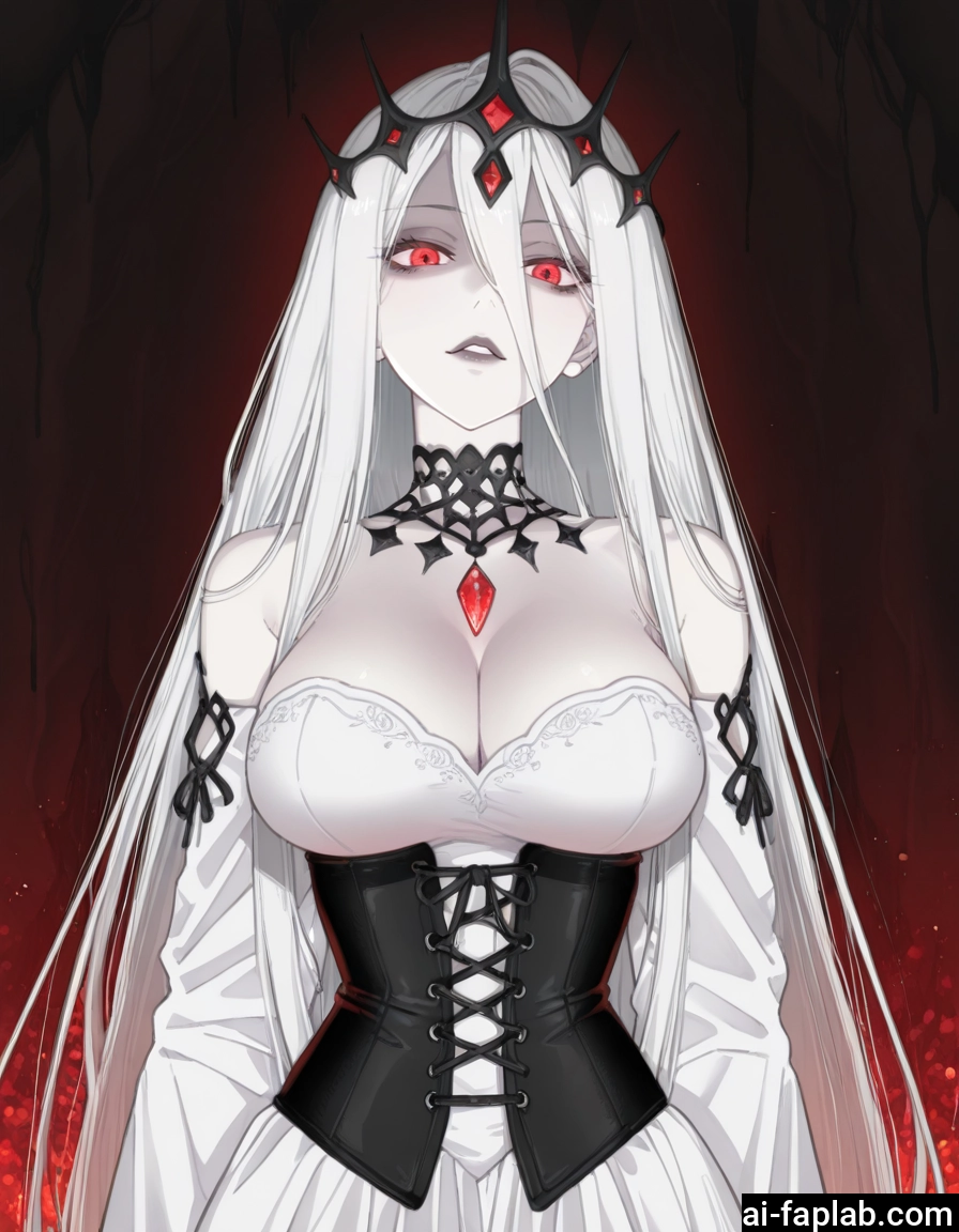 1girl, breasts, red eyes, long hair, large breasts, cleavage