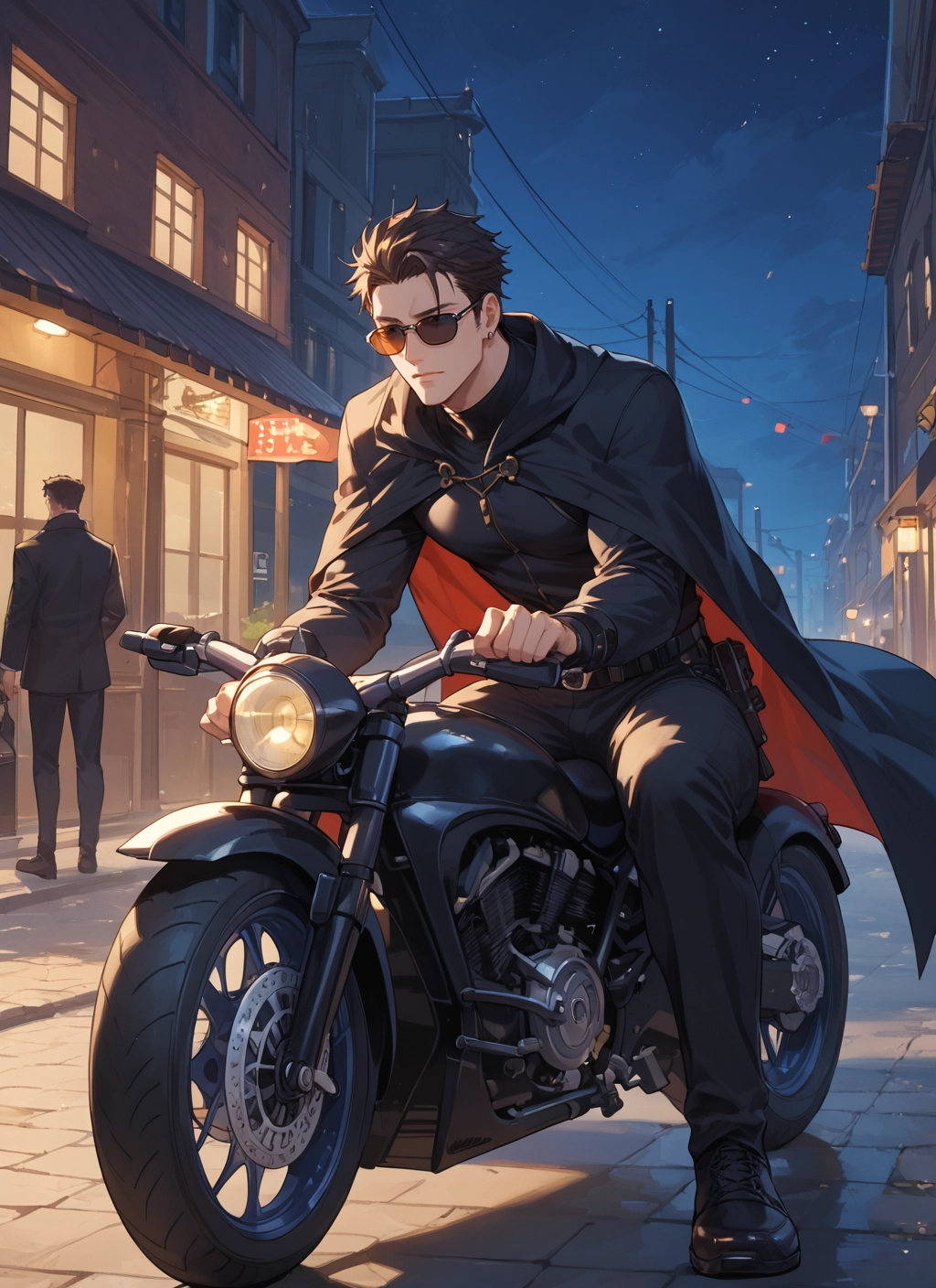 ground vehicle, motor vehicle, motorcycle, sunglasses, multiple boys, pants · Yamete.gg