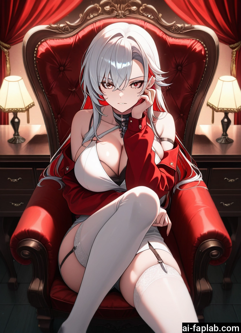 breasts, 1girl, thighhighs, large breasts, white legwear, long hair