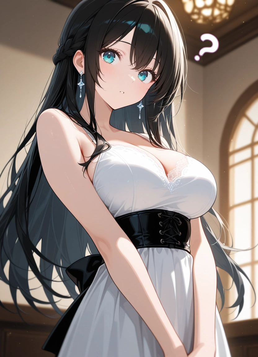 1girl, breasts, solo, jewelry, earrings, long hair · Yamete.gg