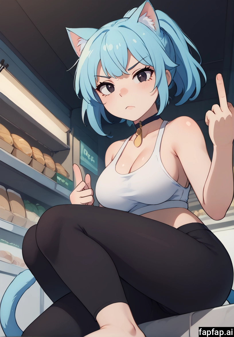 1girl, solo, breasts, animal ears, cat ears, choker