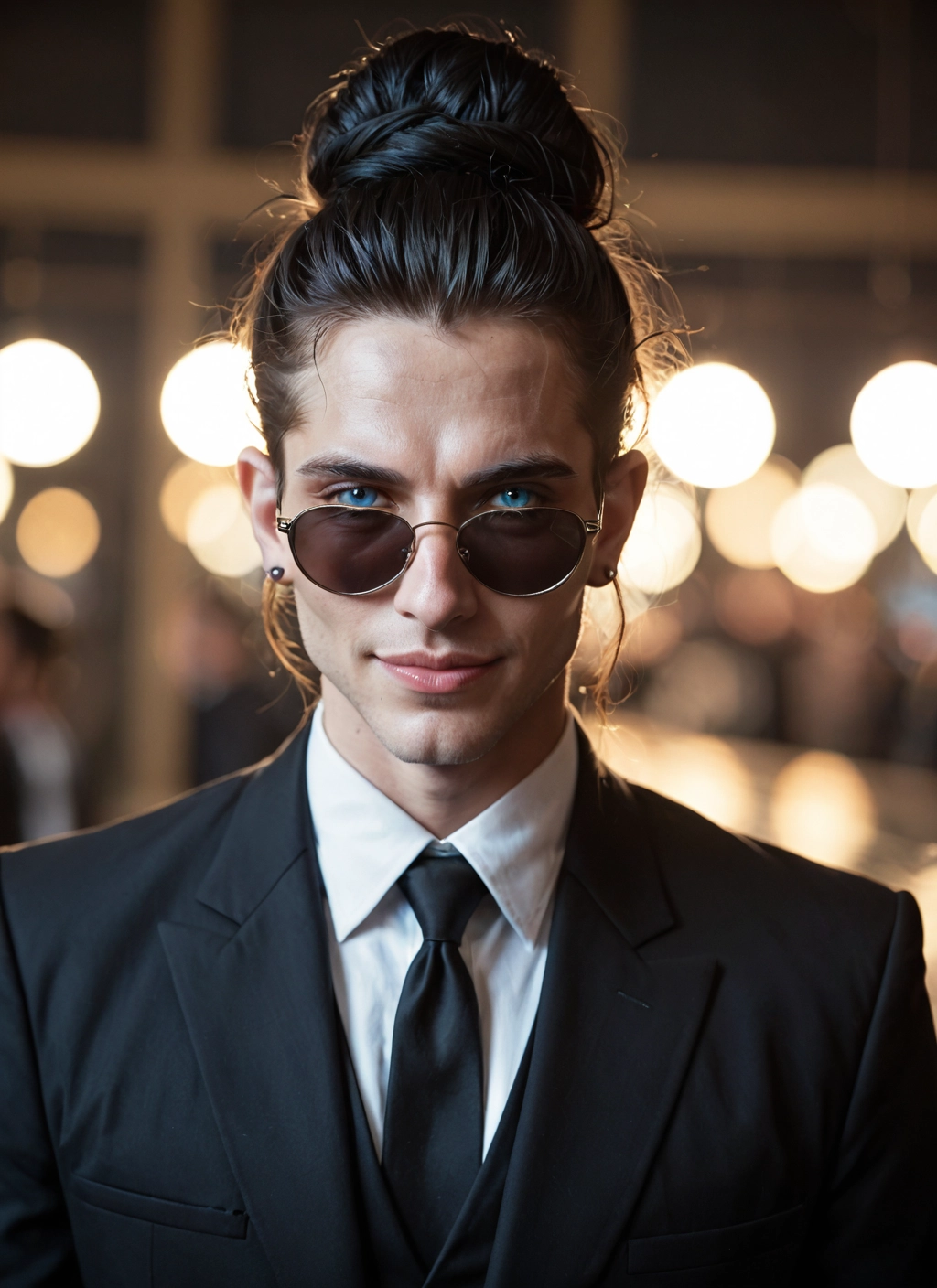 solo, sunglasses, necktie, 1boy, blue eyes, male focus · Yamete.gg