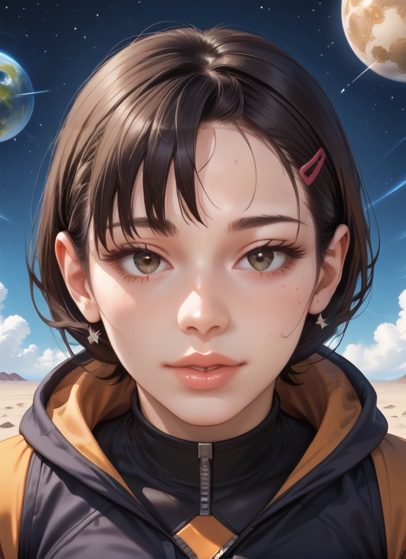 1girl, solo, hair ornament, earrings, jewelry, looking at viewer · Yamete.gg
