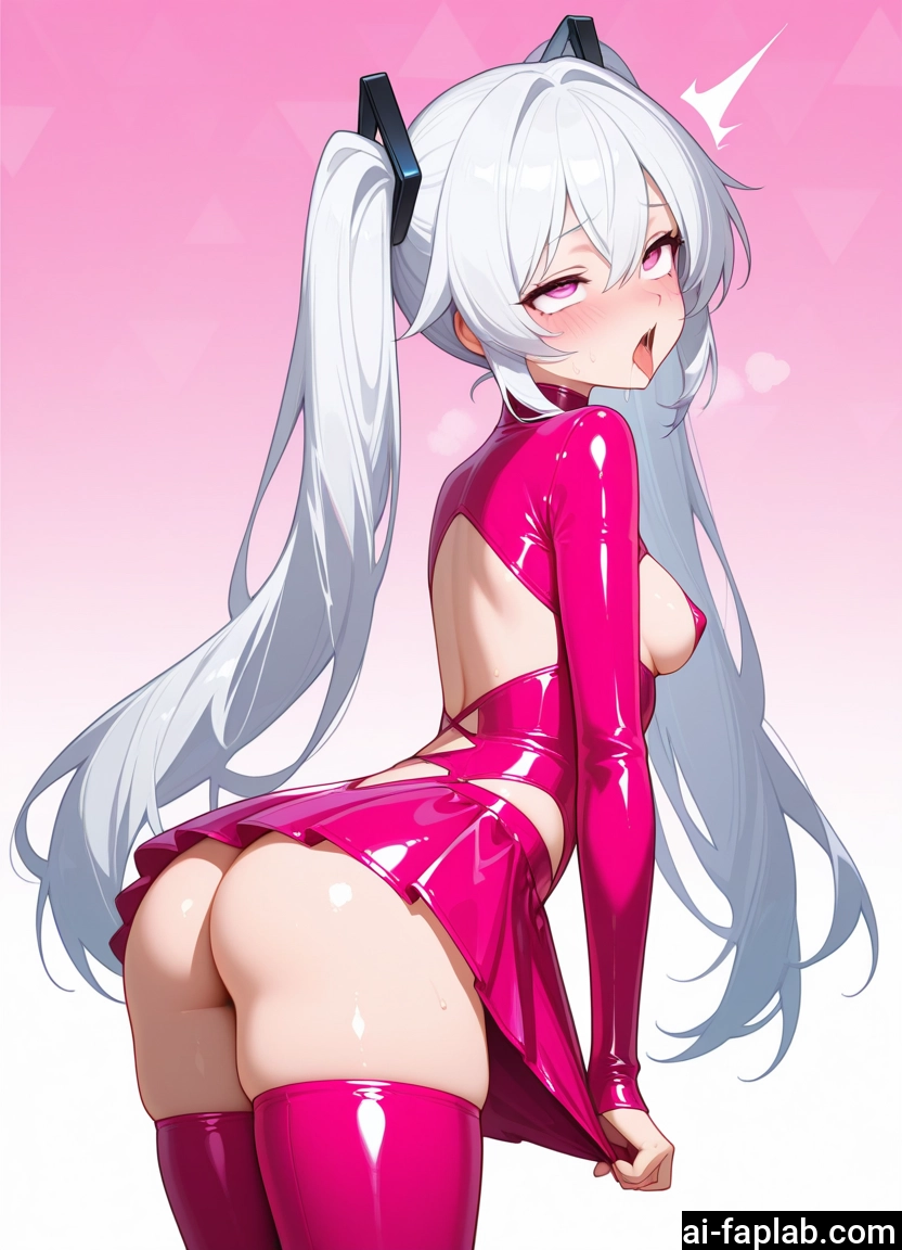 1girl, ass, breasts, twintails, thighhighs, solo