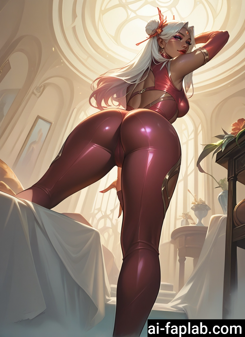 ass, 1girl, breasts, long hair, solo, dark skin · Yamete.gg