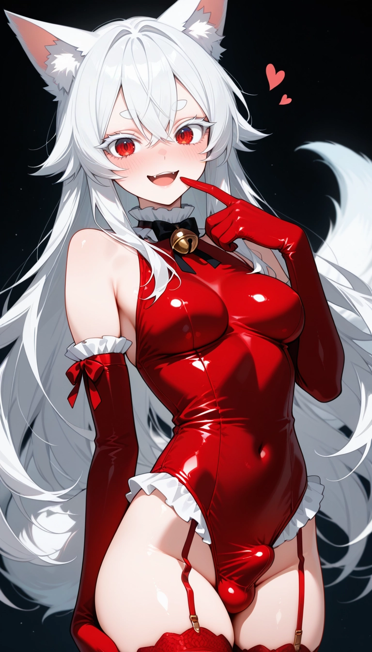 1girl, gloves, solo, red thighhighs, leotard, thighhighs