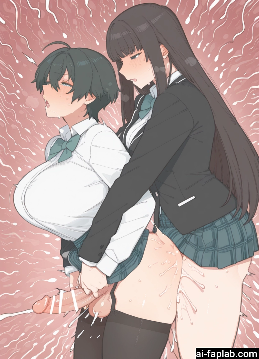 futanari, penis, breasts, cum, multiple girls, skirt · Yamete.gg