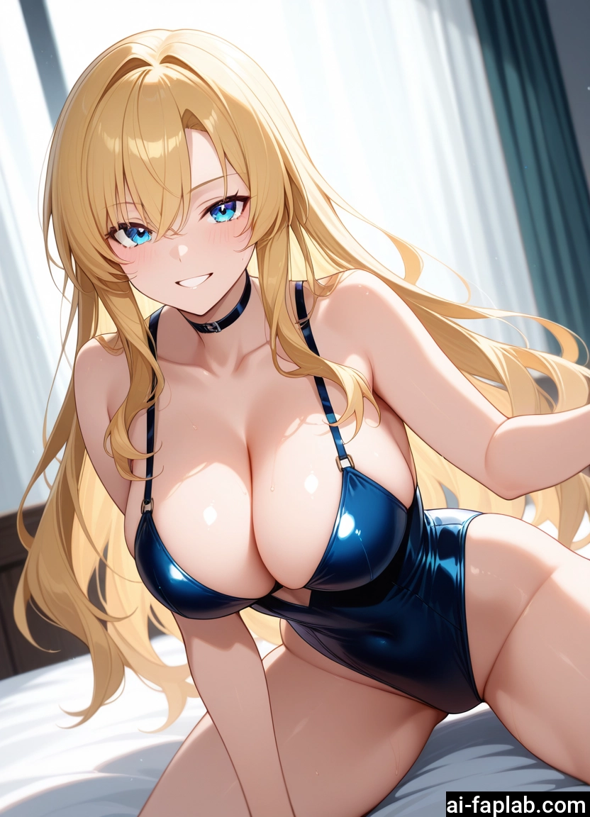 breasts, 1girl, long hair, blonde hair, large breasts, smile