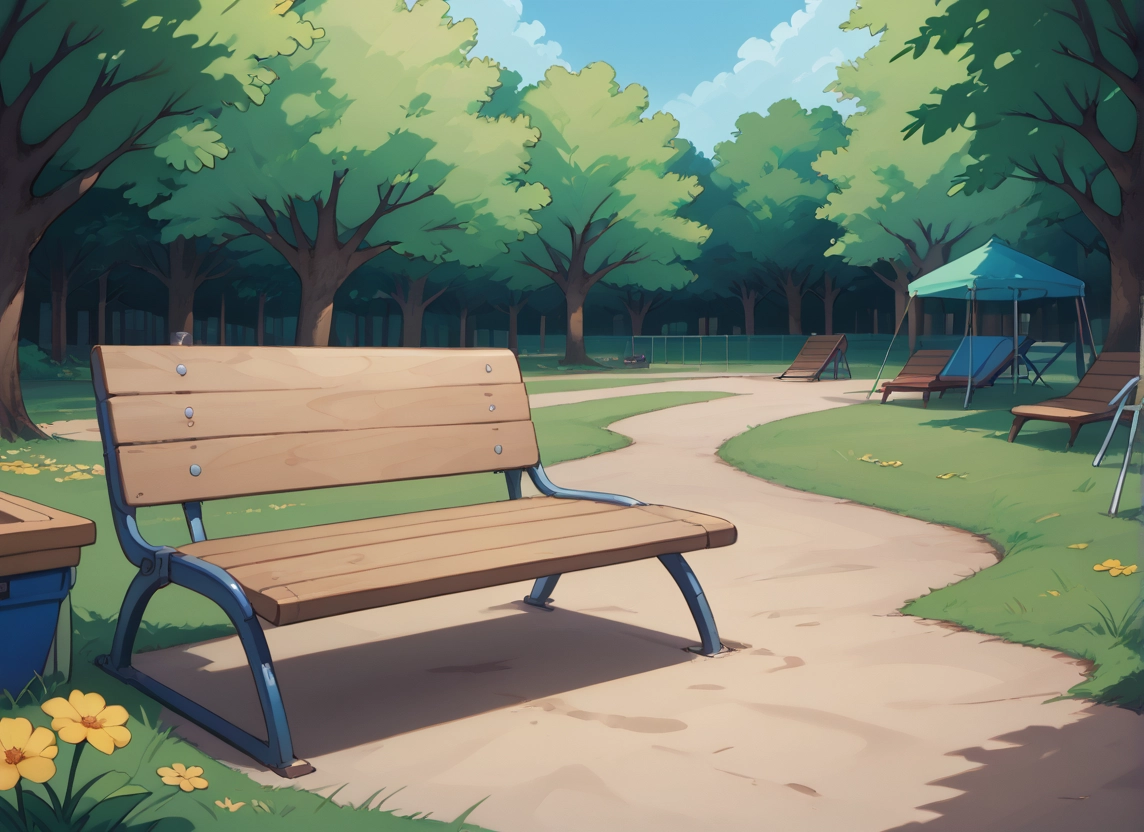 no humans, tree, flower, scenery, bench, day