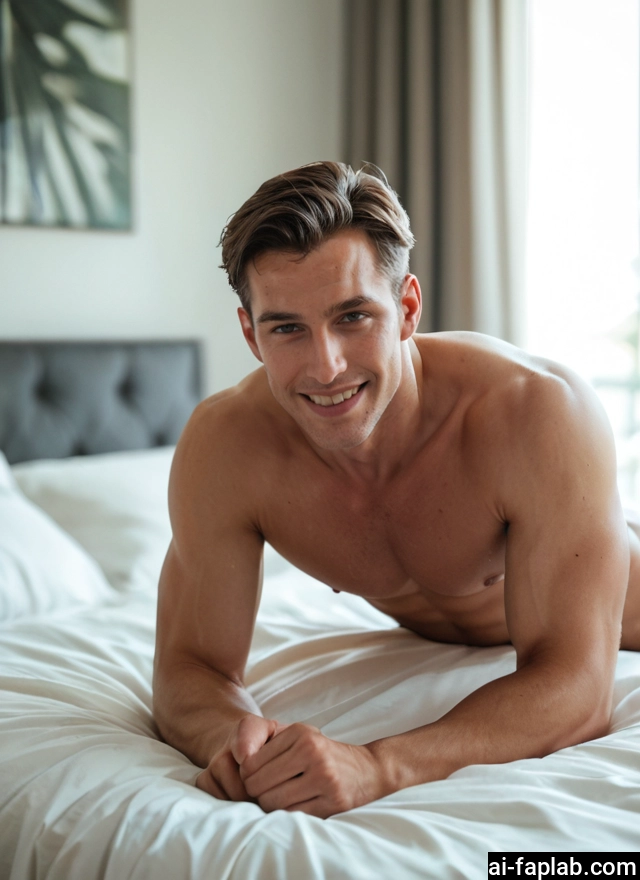 bara, male focus, 1boy, solo, facial hair, nipples
