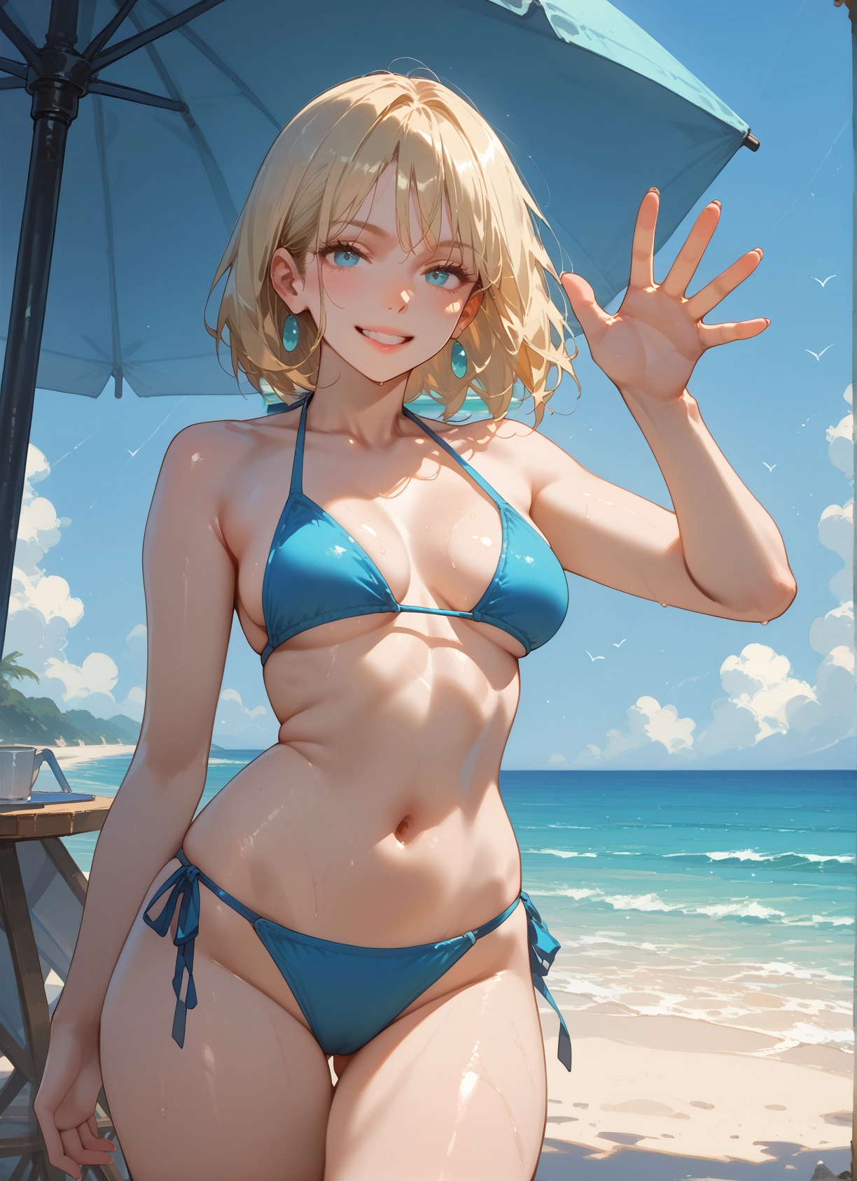 1girl, swimsuit, bikini, breasts, solo, blonde hair · Yamete.gg