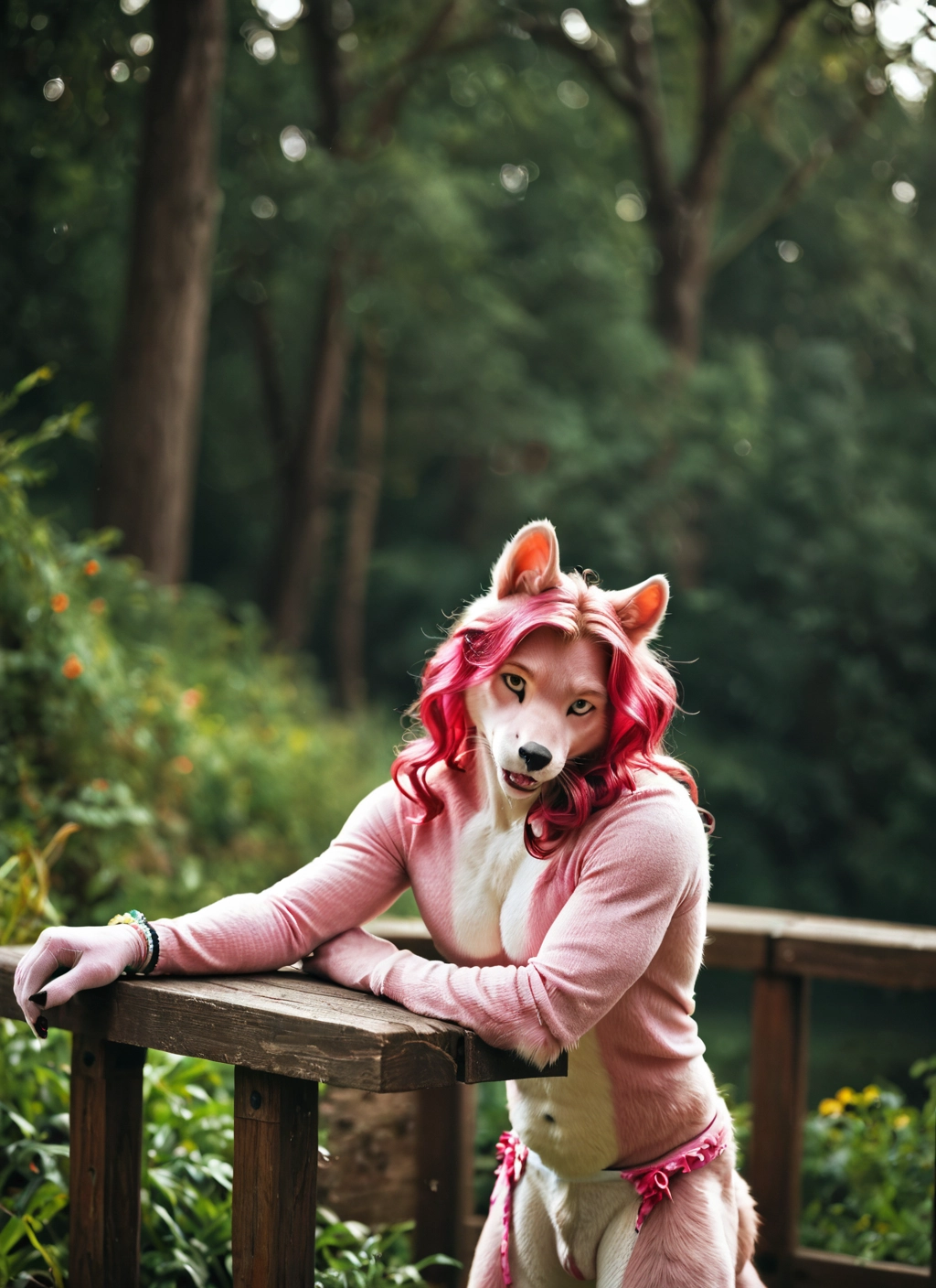 furry, solo, 1girl, furry female, jewelry, pink hair · Yamete.gg
