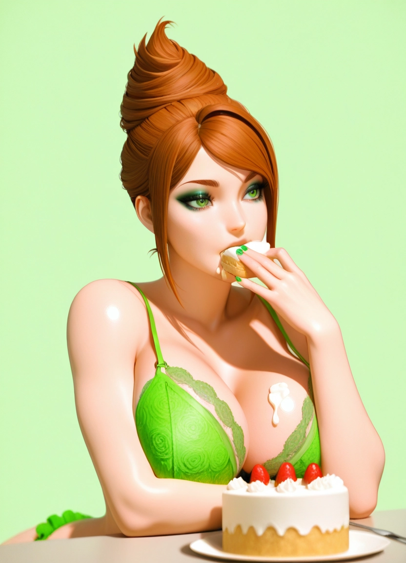 1girl, solo, breasts, food, cake, underwear · Yamete.gg