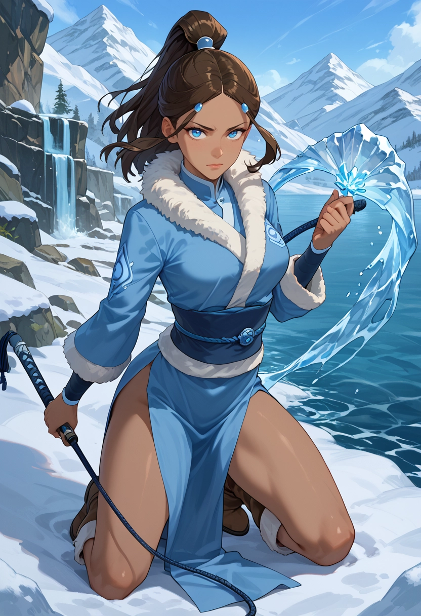 1girl, solo, mountain, water, blue eyes, outdoors · Yamete.gg