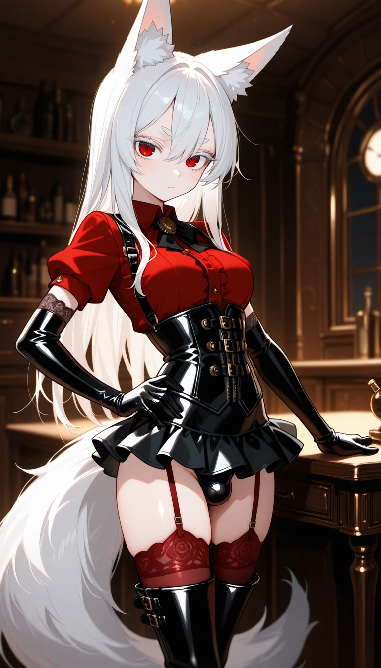 garter straps, gloves, solo, thighhighs, elbow gloves, animal ears · Yamete.gg