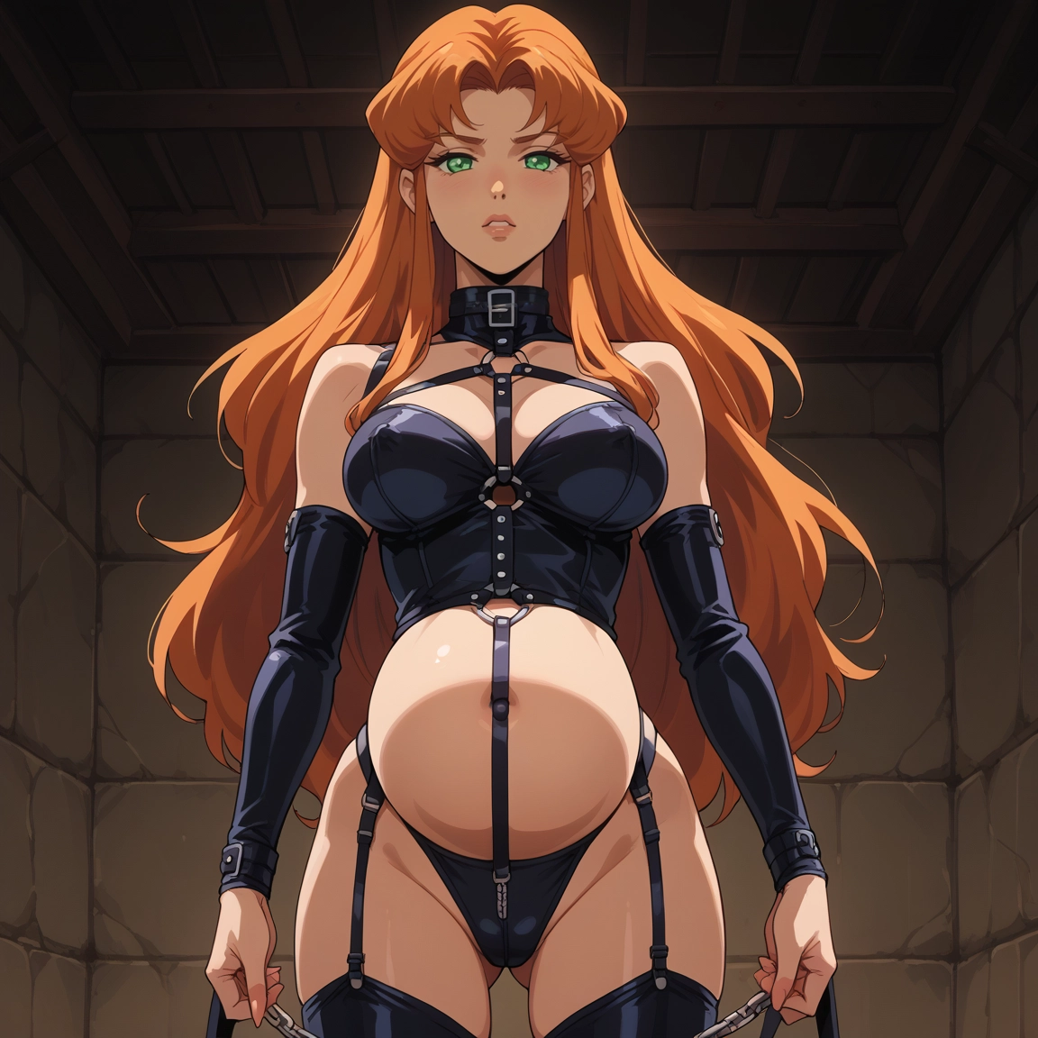 1girl, green eyes, long hair, pregnant, solo, breasts · Yamete.gg