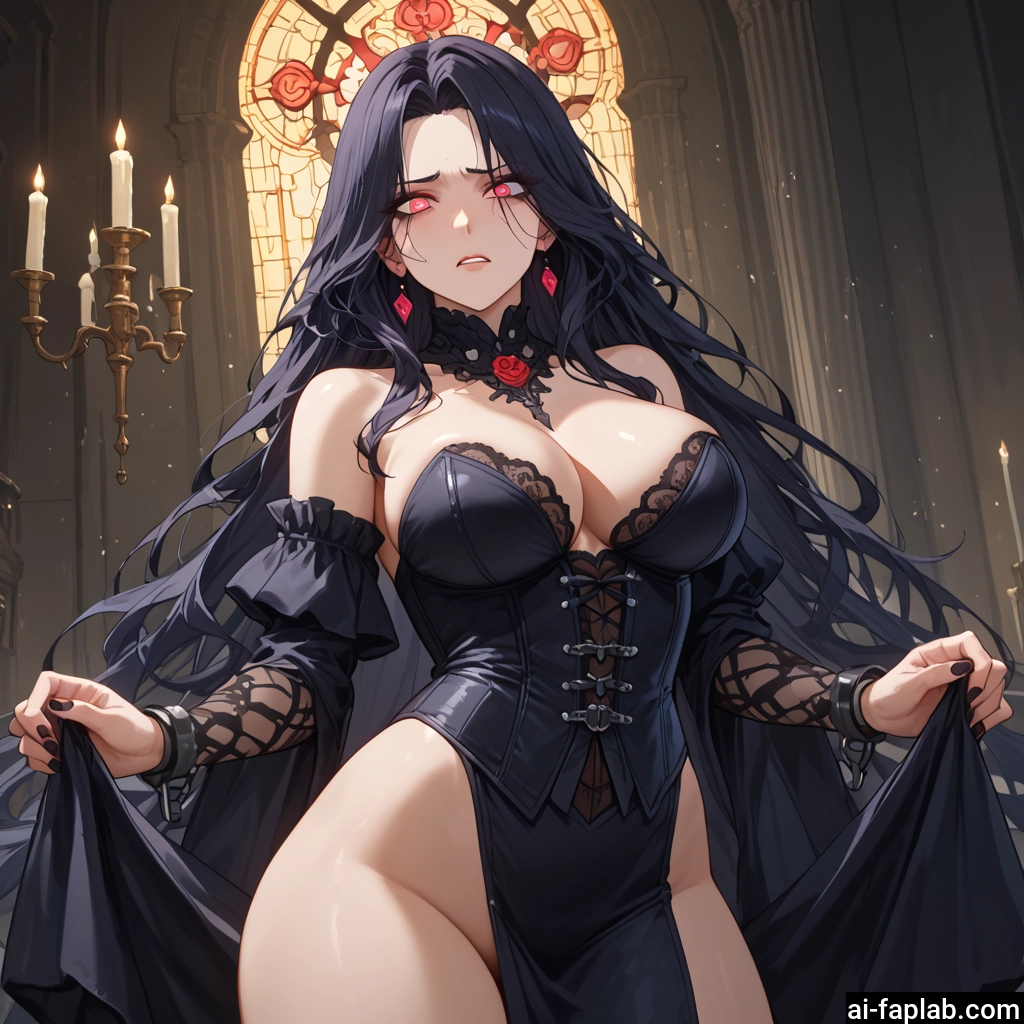 breasts, 1girl, long hair, black hair, large breasts, jewelry · Yamete.gg