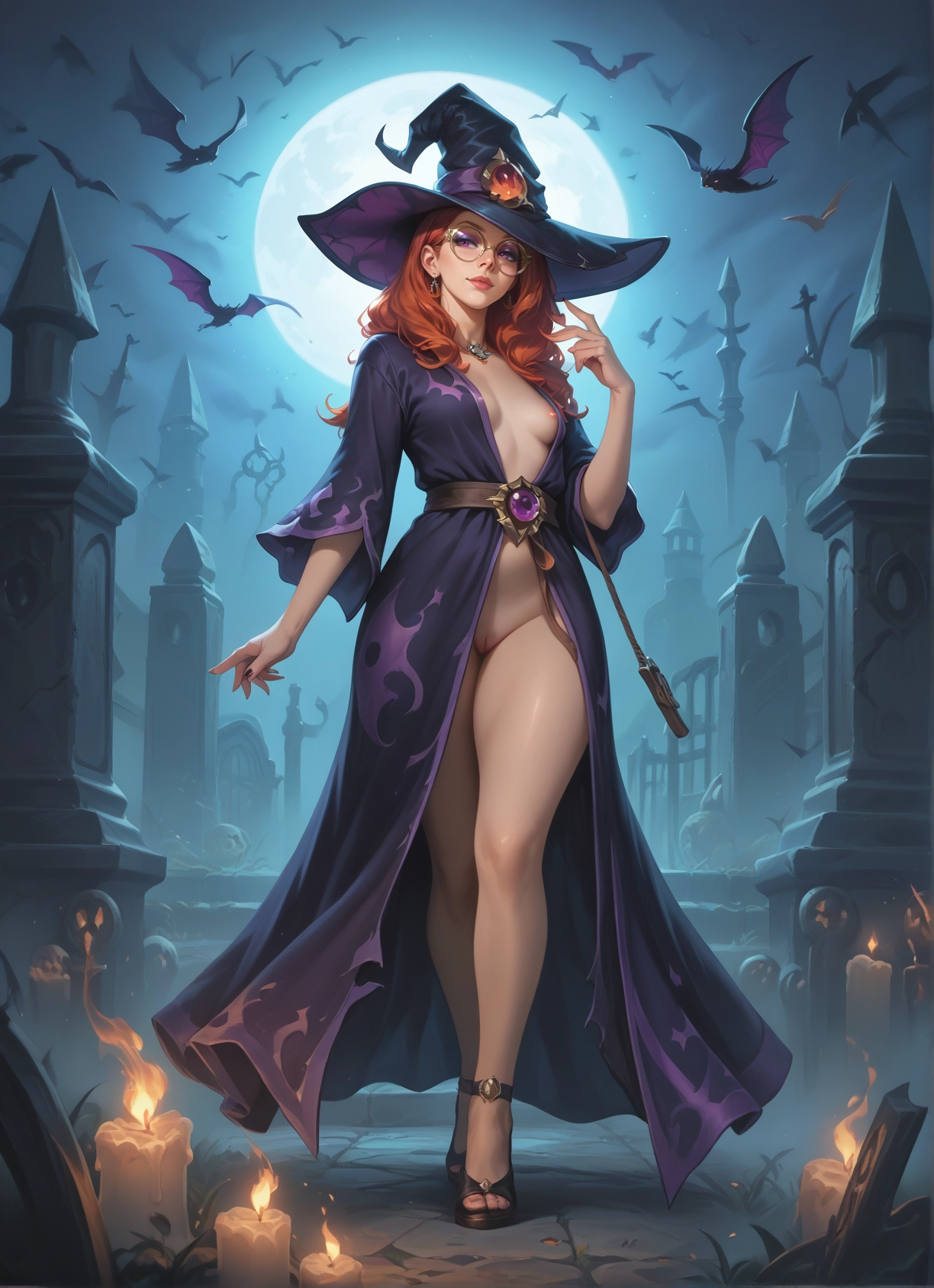 1girl, hat, breasts, witch hat, pussy, solo · Yamete.gg