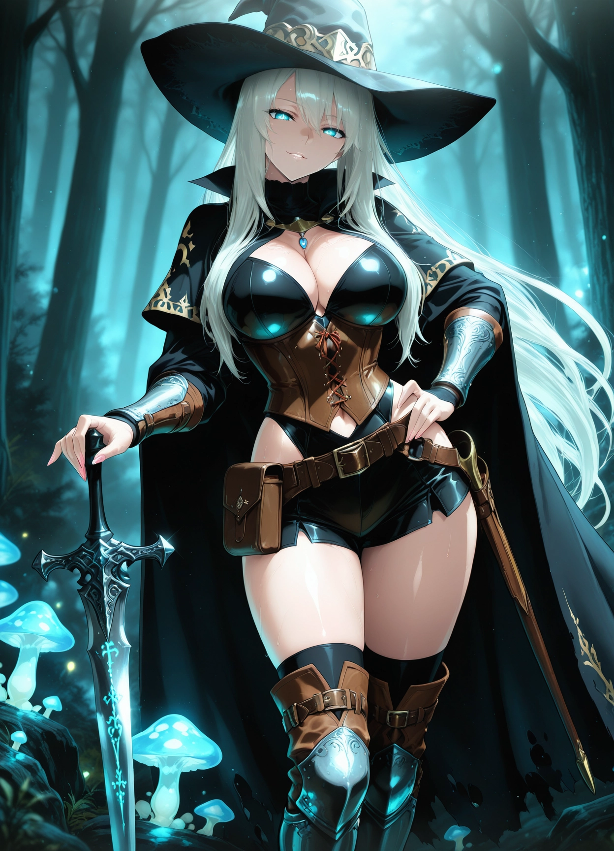 1girl, breasts, solo, witch hat, hat, large breasts · Yamete.gg