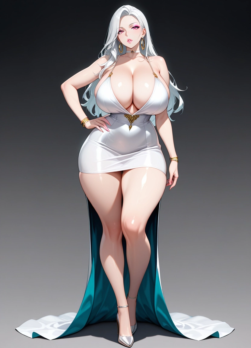1girl, dress, solo, breasts, jewelry, earrings · Yamete.gg
