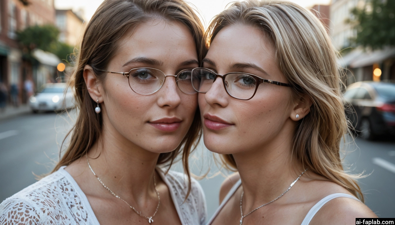 glasses, 2girls, jewelry, multiple girls, car, necklace · Yamete.gg