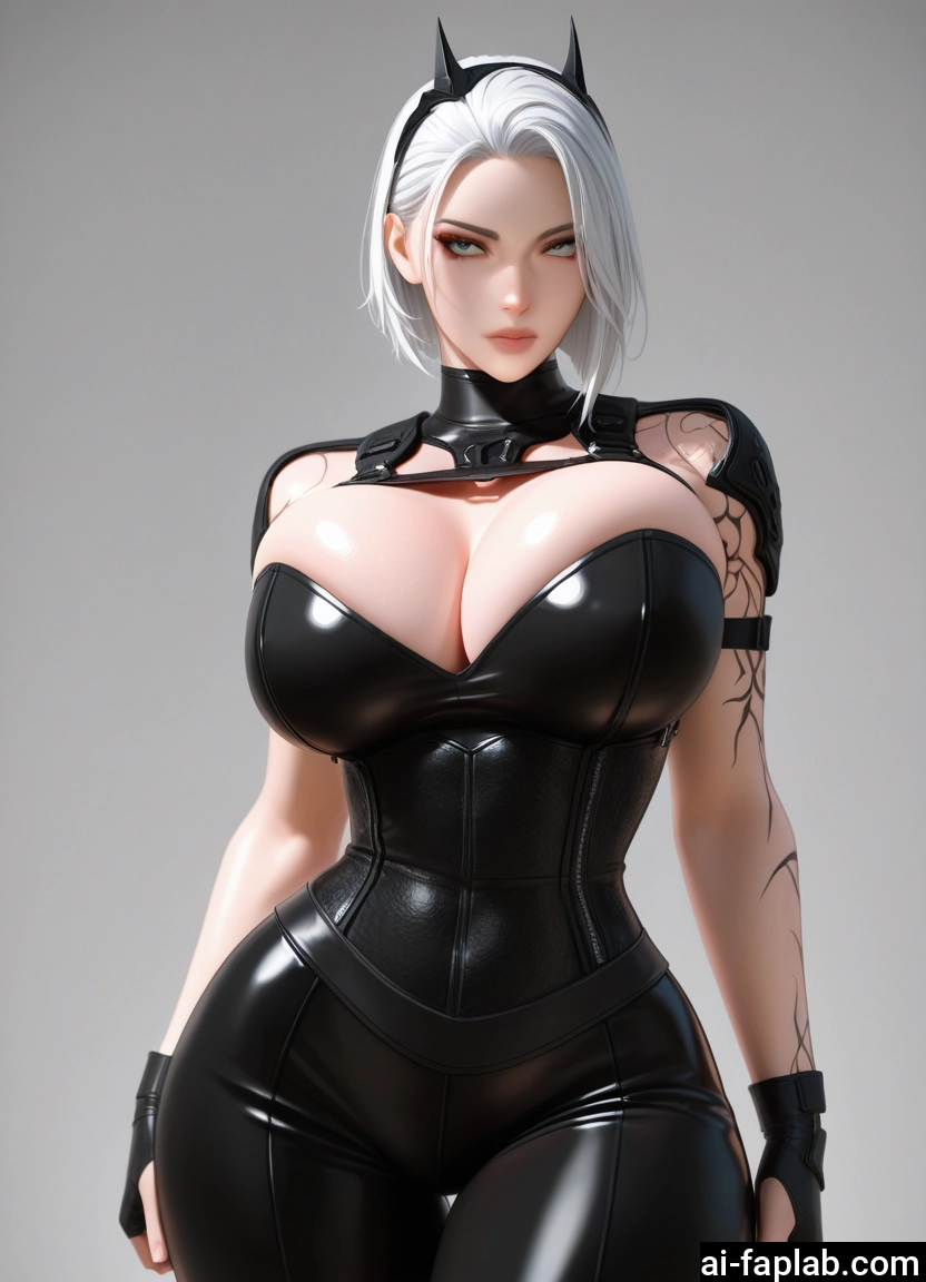 1girl, breasts, gloves, tattoo, cleavage, solo · Yamete.gg