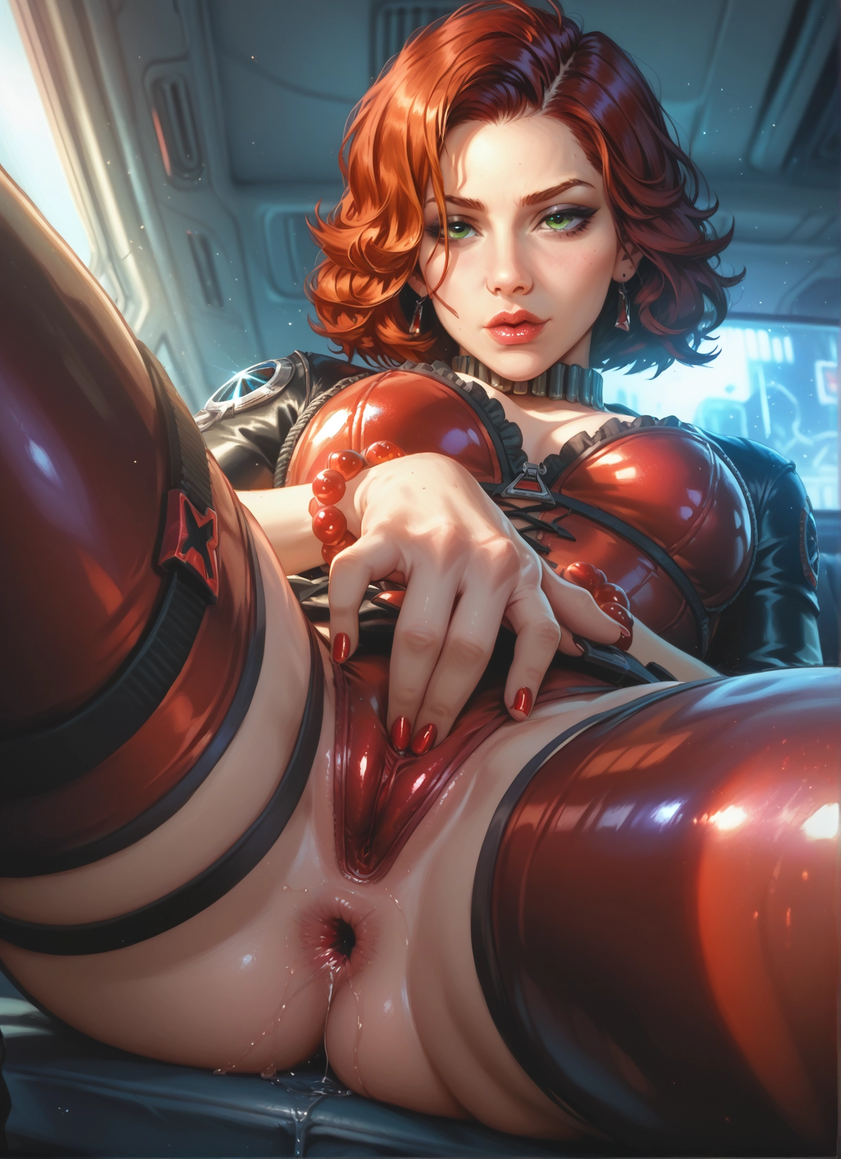 1girl, solo, green eyes, jewelry, anus, earrings · Yamete.gg