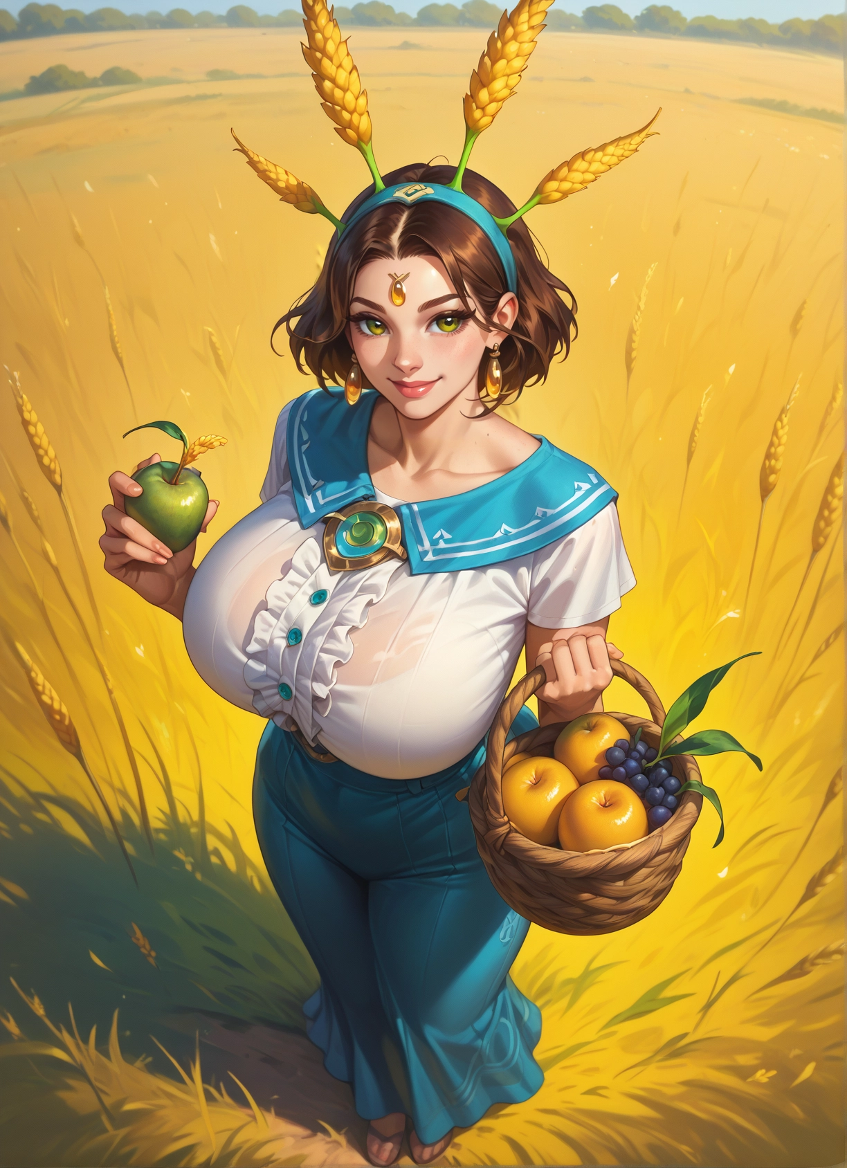 1girl, fruit, food, breasts, solo, jewelry · Yamete.gg