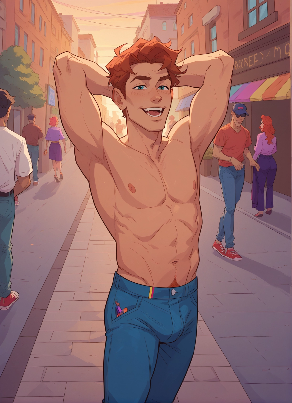 yaoi, male focus, nipples, multiple boys, topless male, open mouth · Yamete.gg