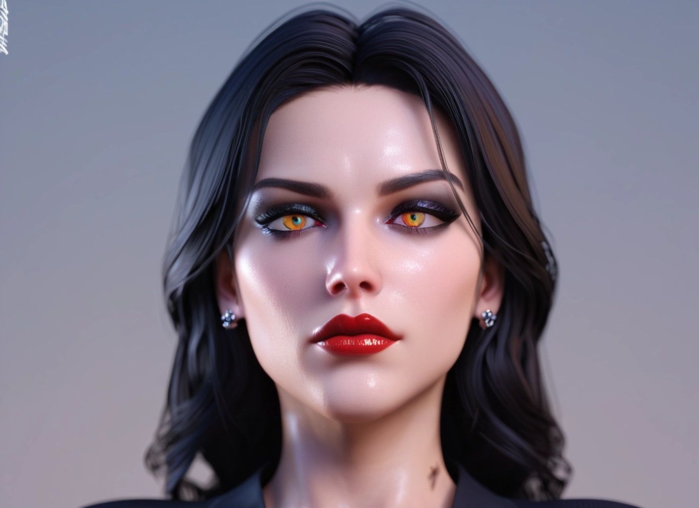 1girl, solo, jewelry, earrings, looking at viewer, grey background · Yamete.gg