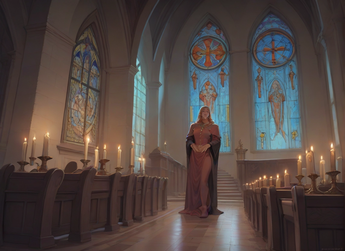 candle, stained glass, solo, indoors, 1girl, jewelry · Yamete.gg