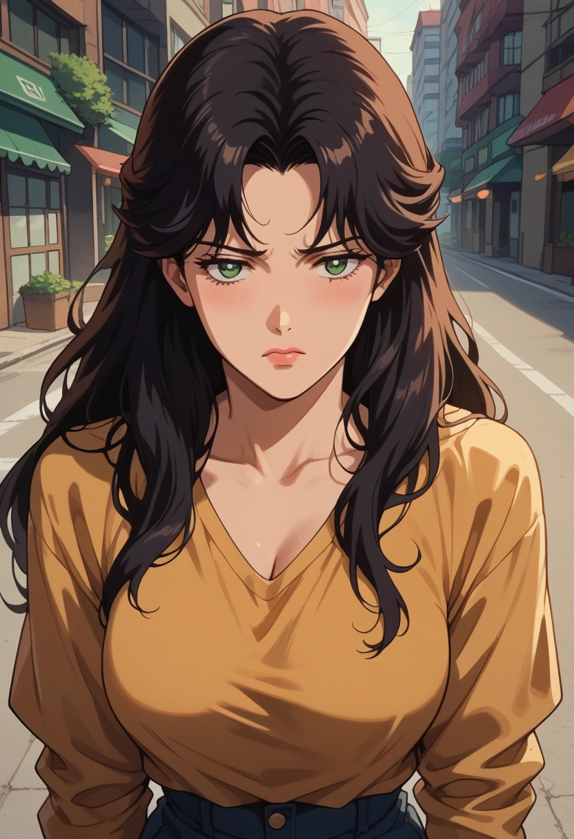 1girl, green eyes, breasts, solo, long hair, blush · Yamete.gg