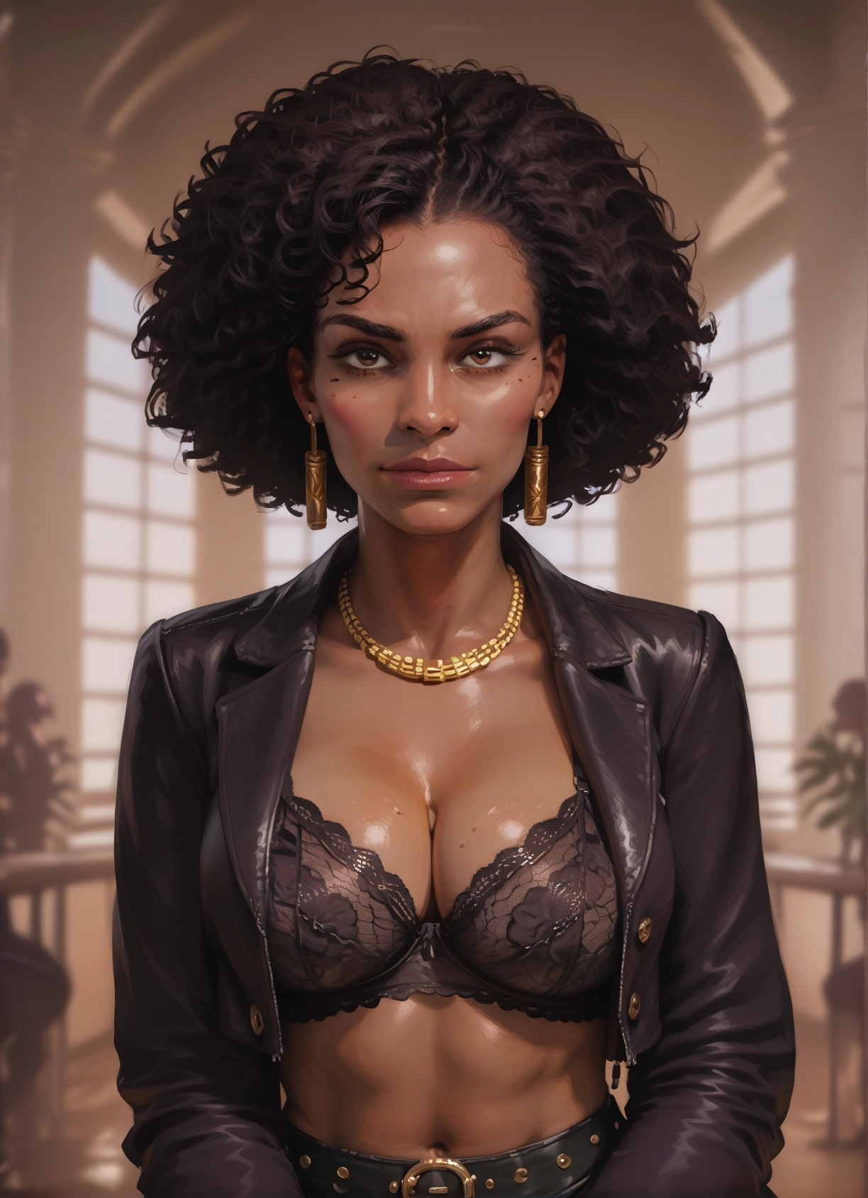 1girl, breasts, underwear, bra, jewelry, earrings · Yamete.gg