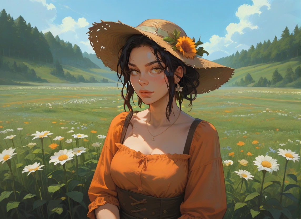1girl, flower, jewelry, outdoors, solo, hat · Yamete.gg