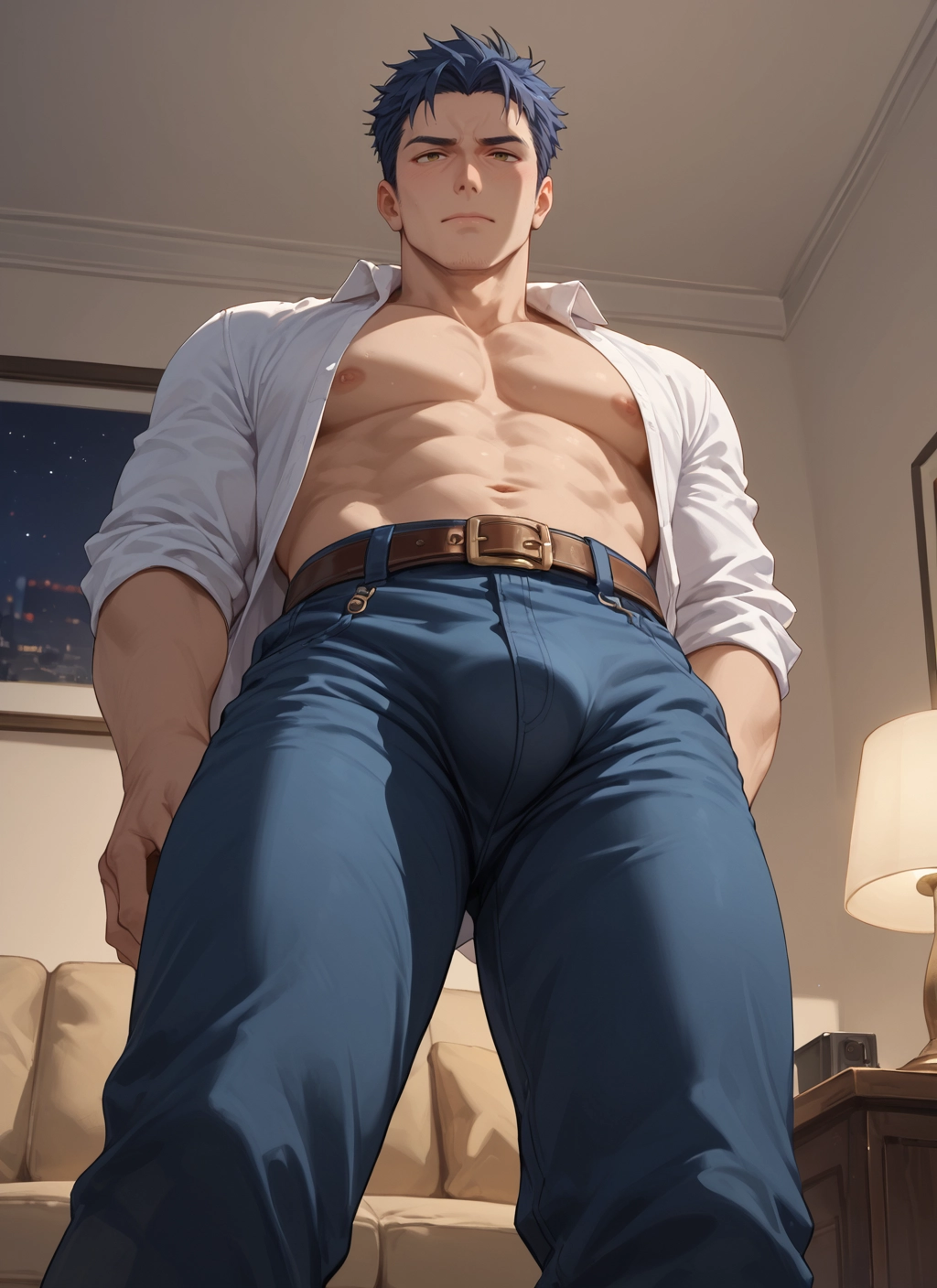 male focus, 1boy, pectorals, solo, muscular male, muscular · Yamete.gg