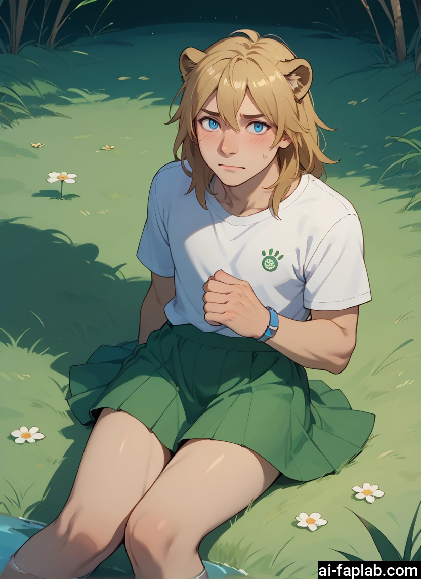 animal ears, skirt, flower, blue eyes, solo, 1boy · Yamete.gg