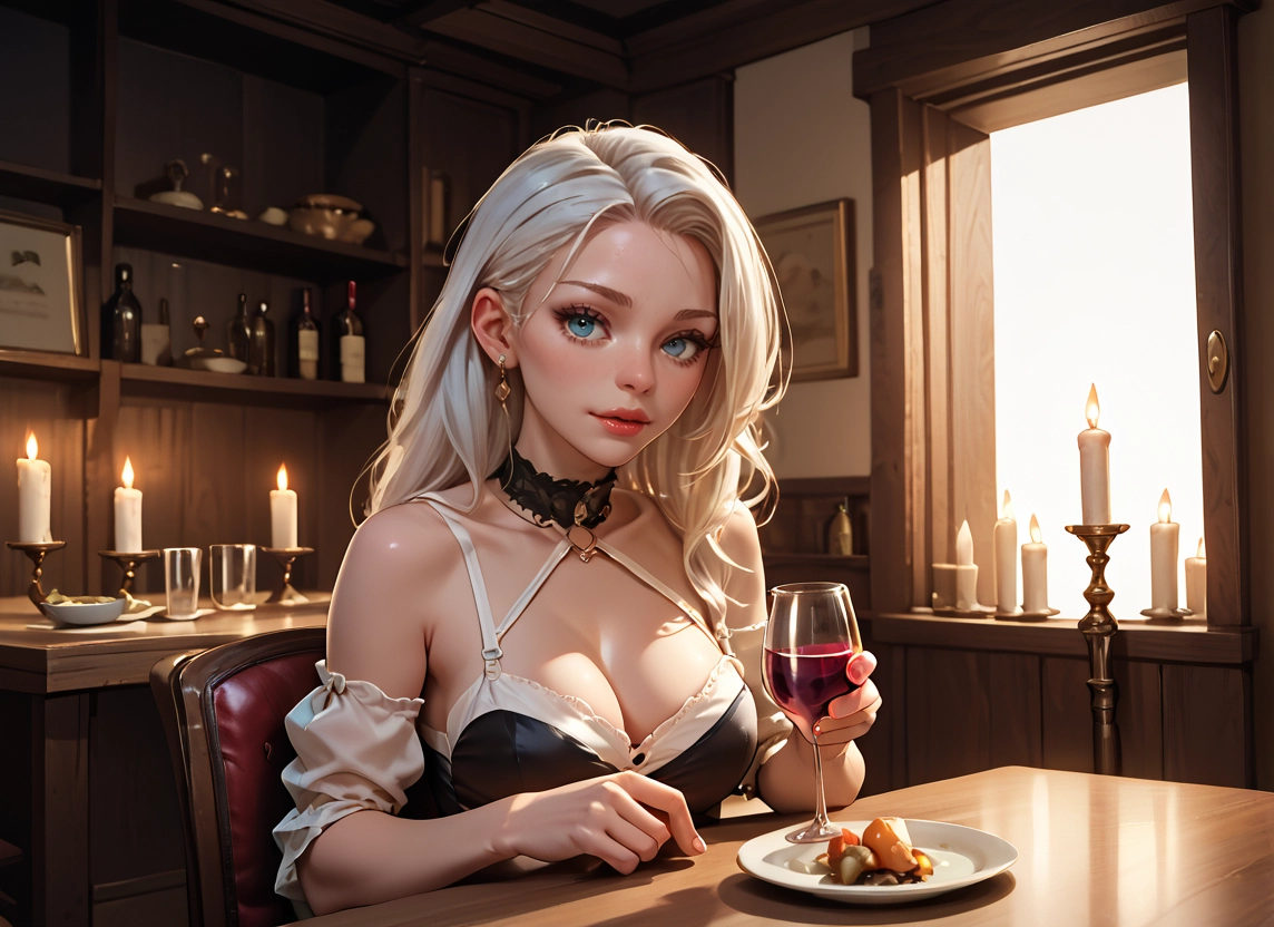 1girl, breasts, cup, jewelry, earrings, blue eyes · Yamete.gg