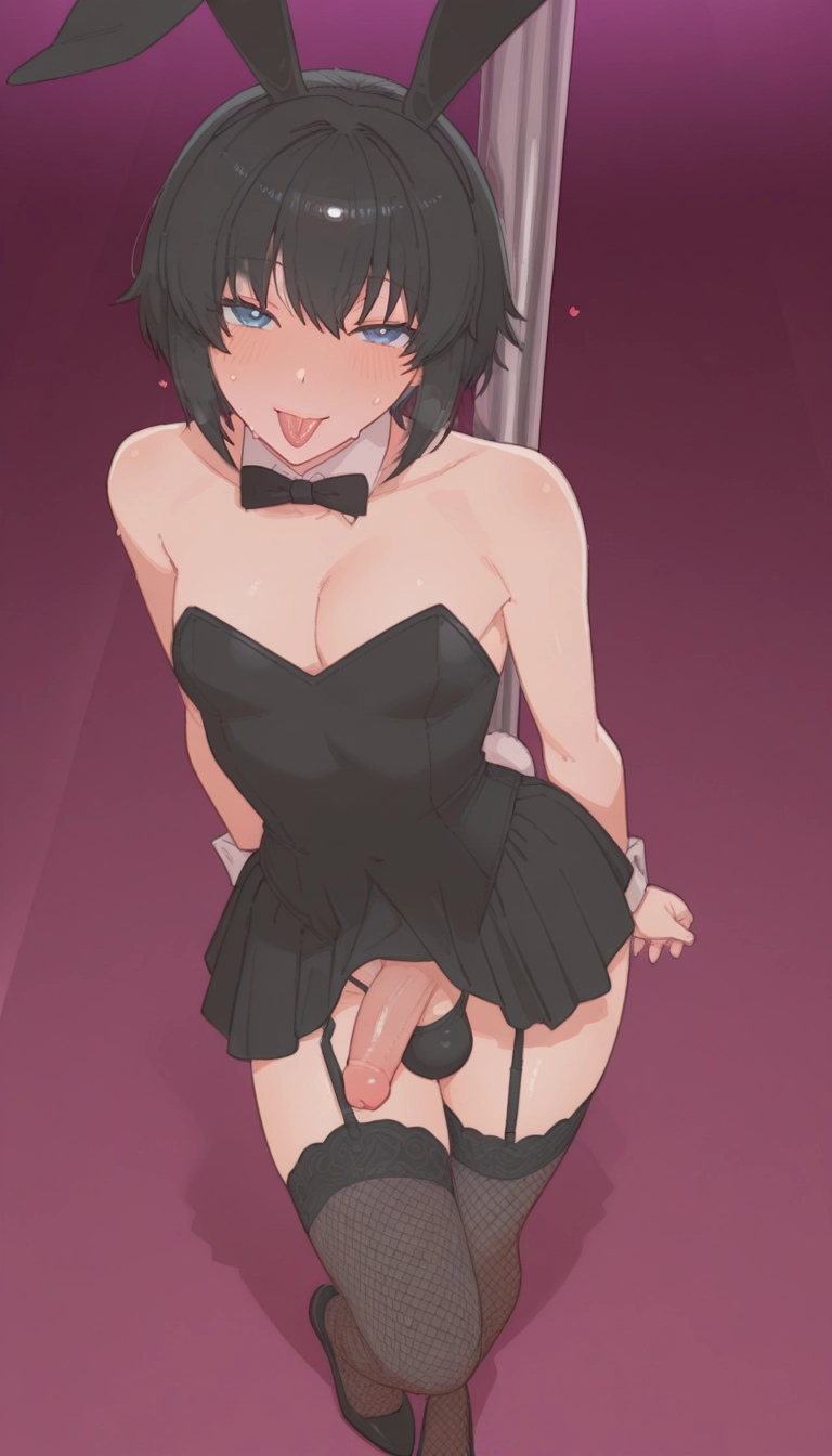solo, tongue, tongue out, fishnets, fishnet thighhighs, thighhighs · Yamete.gg