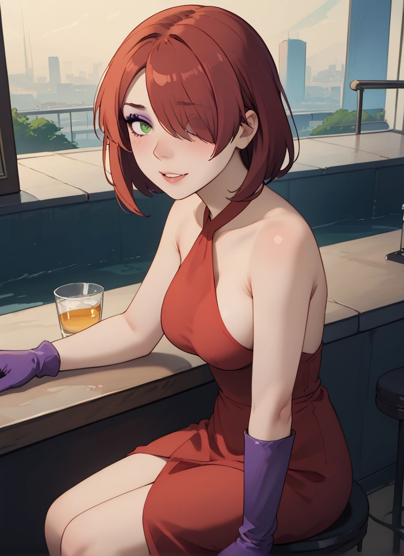 1girl, gloves, green eyes, dress, solo, looking at viewer · Yamete.gg