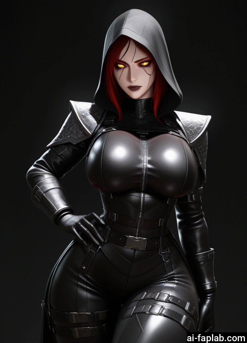 1girl, breasts, hood, solo, bodysuit, red hair · Yamete.gg