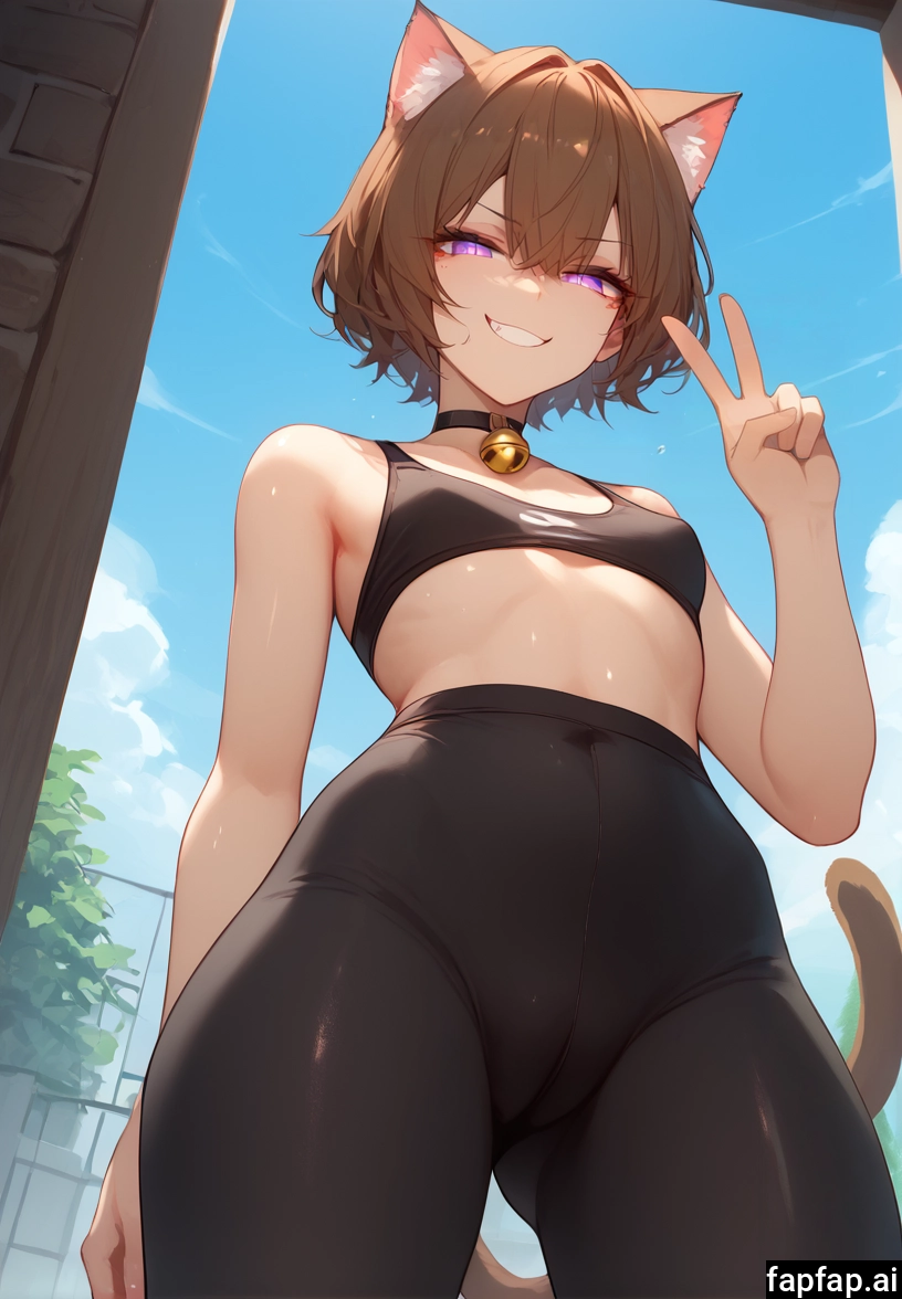 1girl, solo, animal ears, brown hair, smile, bell · Yamete.gg
