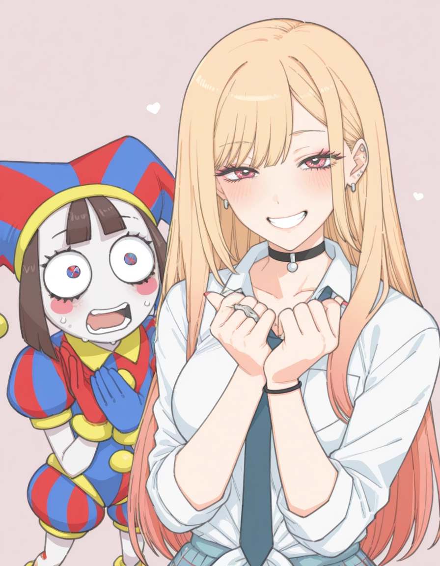 kitagawa marin, school uniform, necktie, blonde hair, shirt, jewelry · Yamete.gg